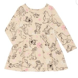 NWT-Disney Classics 12M OR 18M  Toddler Girl’s Long Sleeve All-Over Print Dress